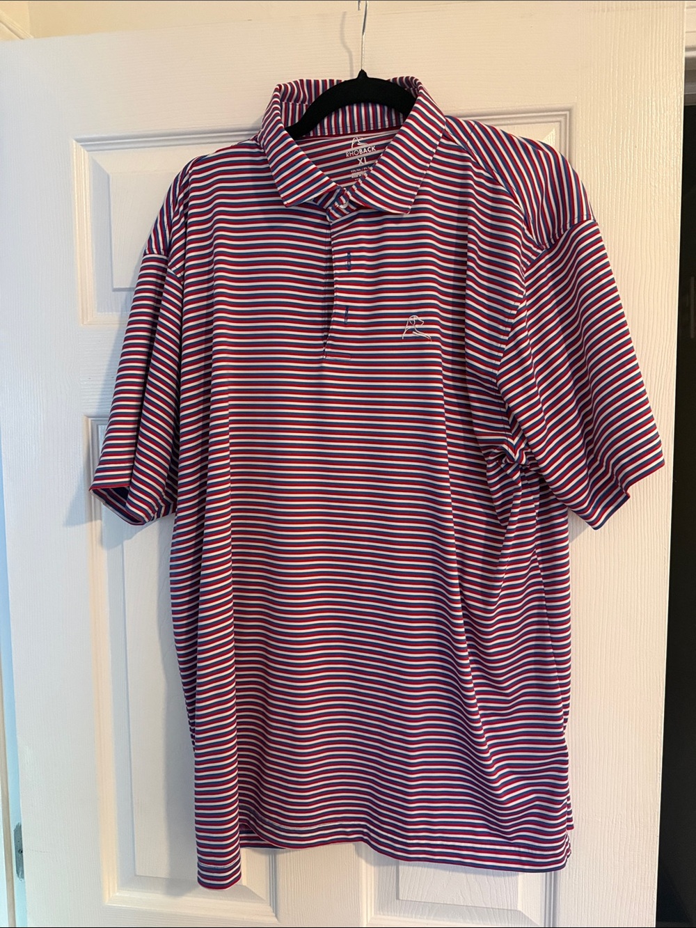 Rhoback Men's Striped Polo in Red and White